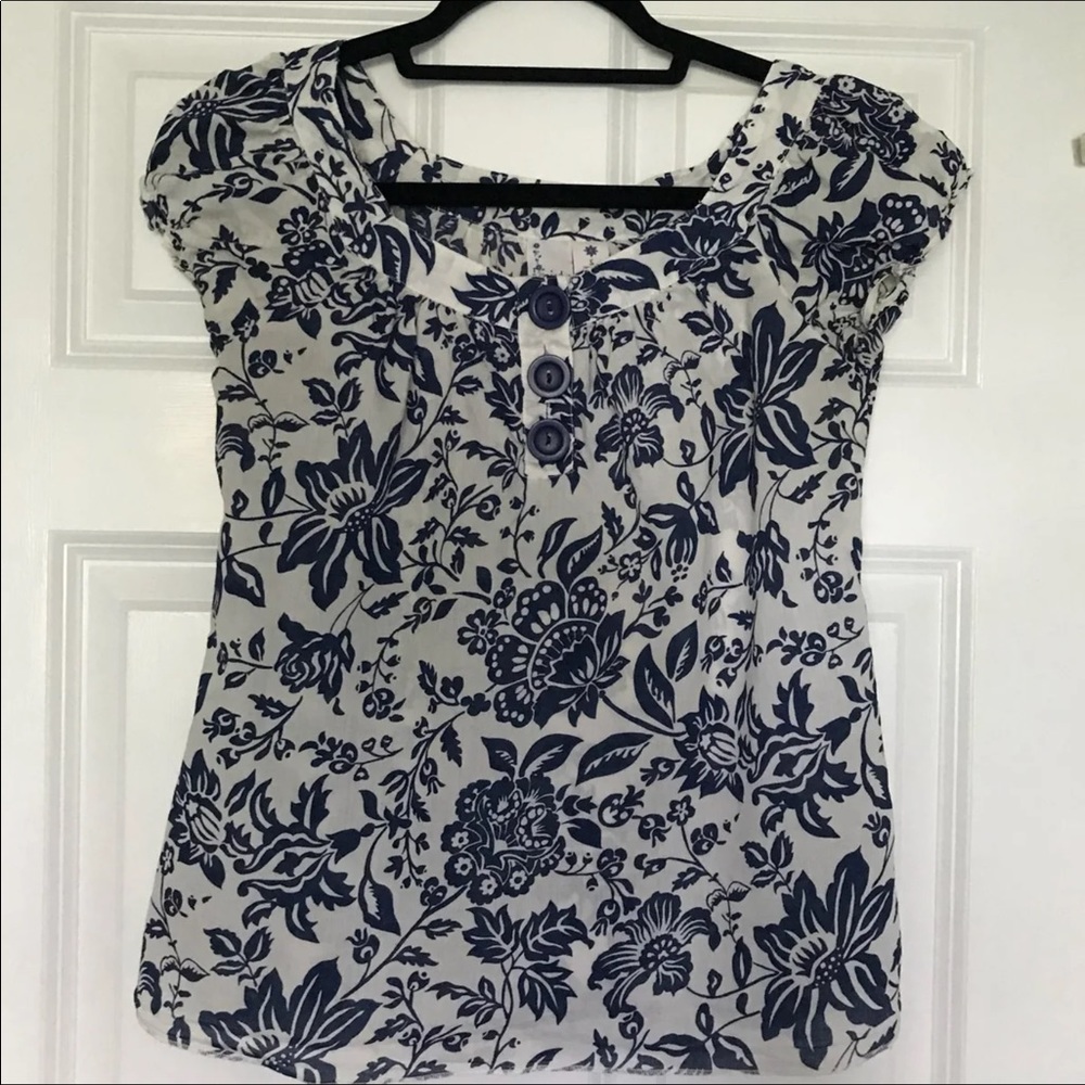 Girl Krazy Blue & White Short Sleeve Top